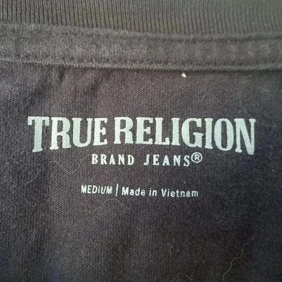 True religion black square logo t-shirt men’s size M - Picture 3 of 5